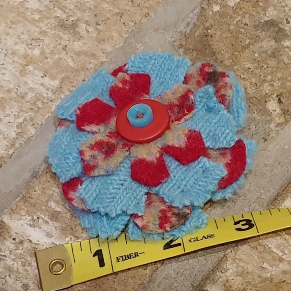 ⭐3 for $20⭐ Upcycled Felted Wool Flower Pin - Picture 3 of 4